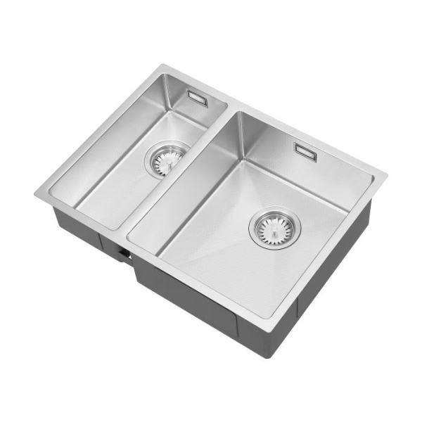 Hex Duo 180/340U Textured 1.5 Bowl Kitchen Sink  - Stainless Steel